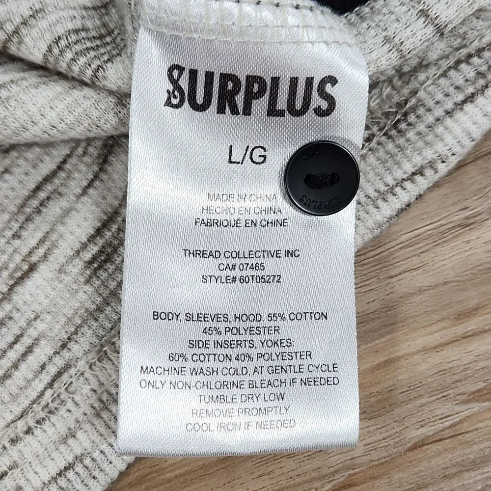 🧡Surplus Olive & White Variegated Long Sleeve Hoodie Large